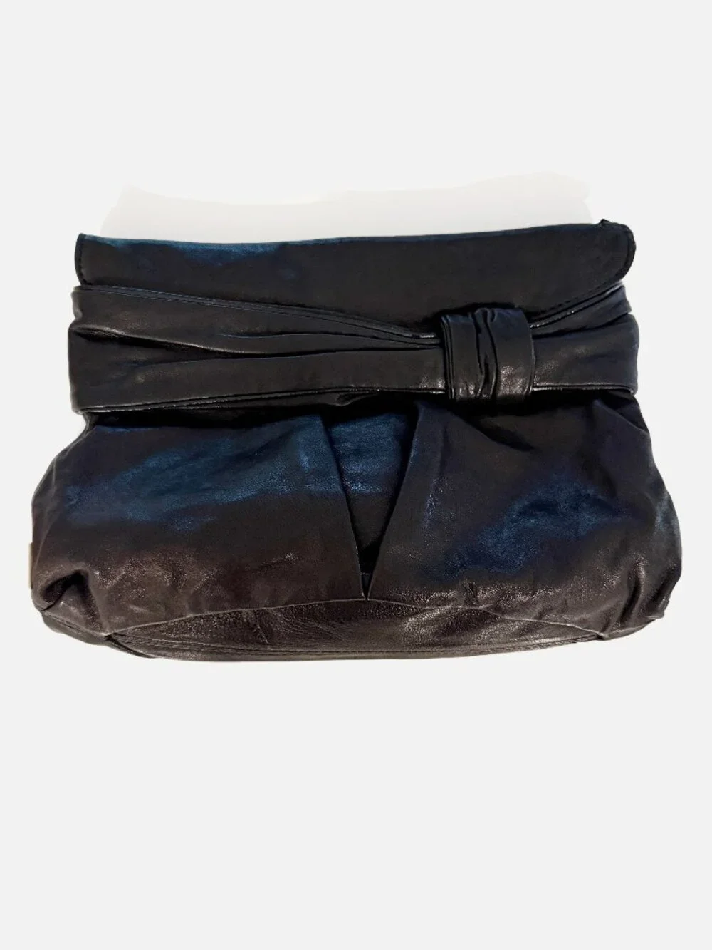 Kooba slouchy black leather clutch Y2K